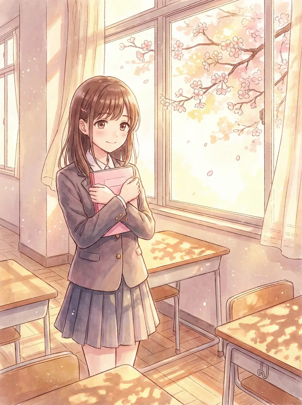 桃乃木 高清写真 - 阳光教室中的桃酱，校园制服青春洋溢